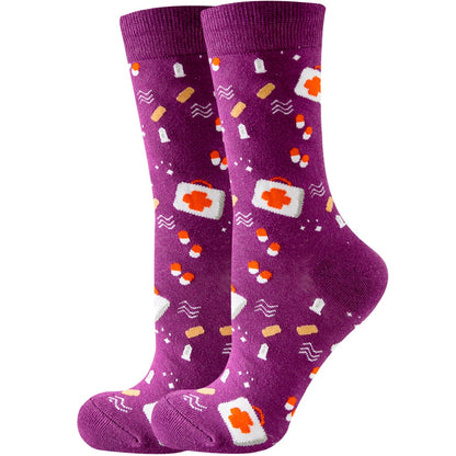 Cute Women Socks Cartoon Animal Food Fruit Socks  Kawaii Funny  Trendy Socks Happy Harajuku Casual Socks Autumn Spring Stocking