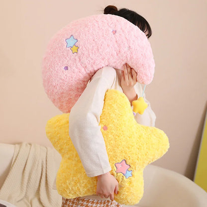 Stars & Moon Plush Toys Sky Pillow Plushies Cloud Stuffed Animals Pillow Pink White Yellow Purple Blue Living Room Chair Sofa Home Decor Cushion Gift