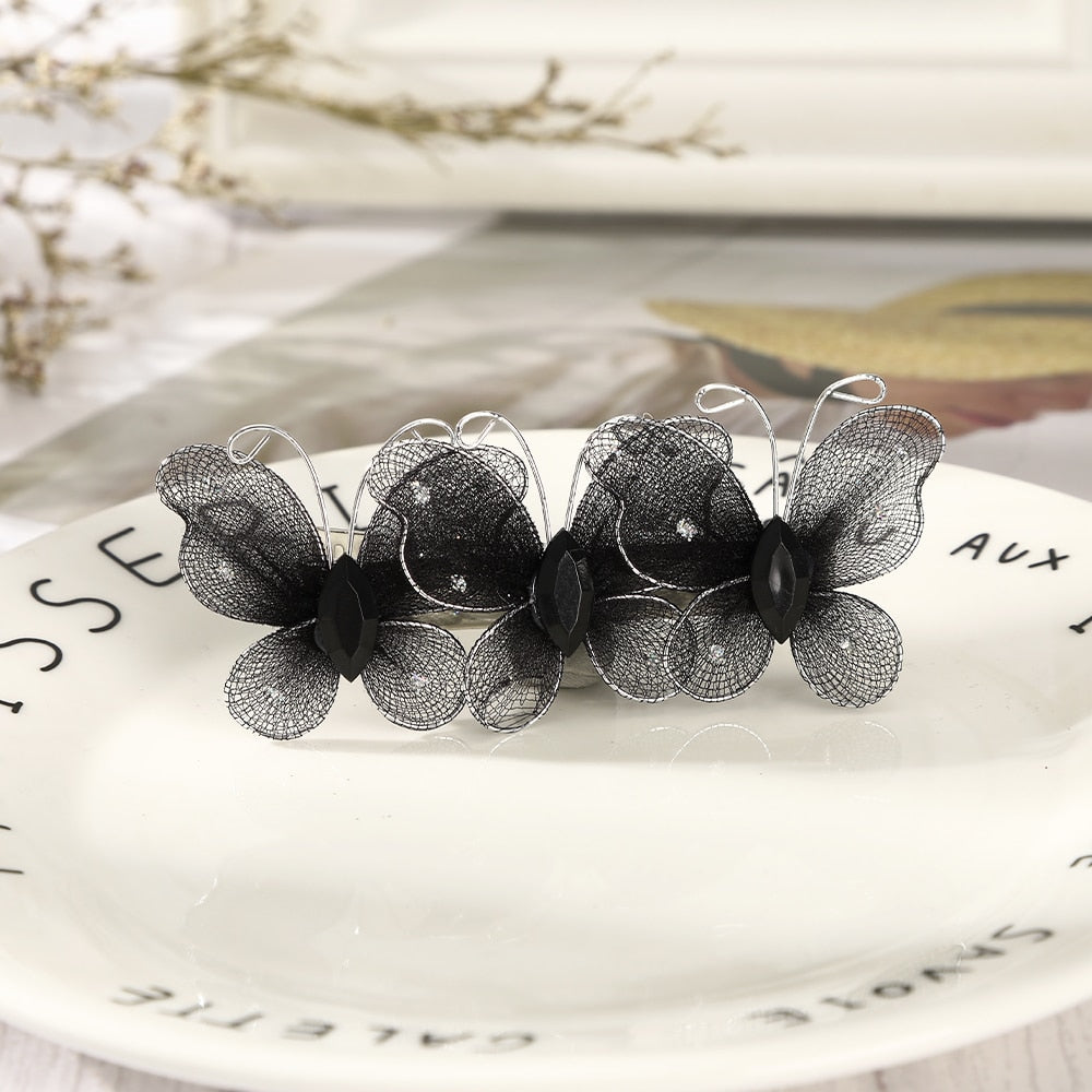 Butterfly Hairpins New Korean Yarn Elegant Metal Tassel Long Hair Clips For Women Hanfu Antique Party Hair Accessories