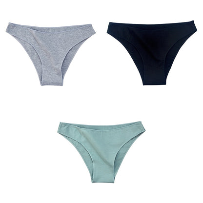 3Pcs/Set Women's Cotton Panties Female Underwear Solid Color Comfortable Briefs High Elasticity Underpants Size M-XXL
