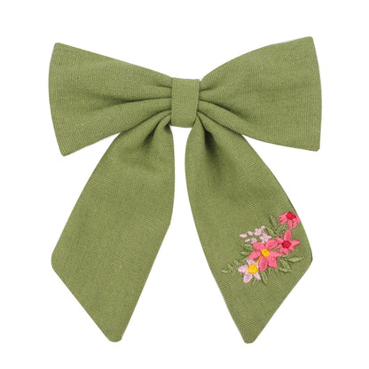 Fashion Embroidery Bows Hair Clips Solid Hairpins For Girls Handmade Ribbon Barrettes Kids Butterfly Hair Pin Korean Headwear