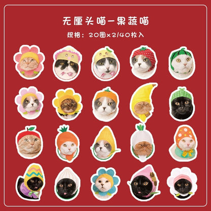 40 Pcs Cute Cat Stickers Kawaii Kitty Sticker Waterproof Cats Vinyl Decals Funny Kitten Decor For Decorations Scrapbook Journal