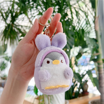 Kawaii Plush Keychain Bag Charm Cartoon Cute Mini Penguin Stuffed Animal Plushies Soft Doll Car Trinket Key Chain Women Girls Keyring Kids Birthday Gifts