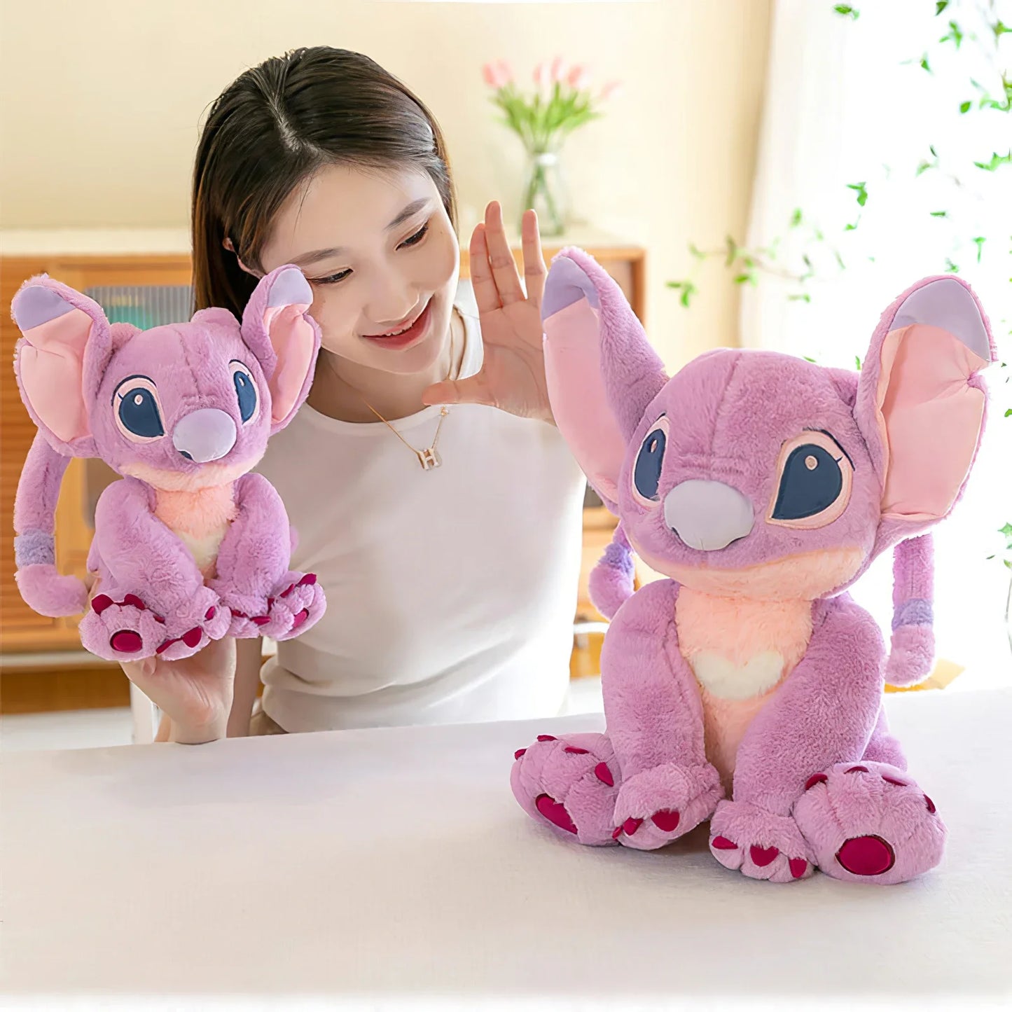 GIANT Angel Stitch Plush Toy 60cm Pink Lilo & Stitch Stuffed Animal Plushies Disney Movie Cute Soft Doll Big Large Sleeping Pillow Pet Cushion Christmas Kids Birthday Gift