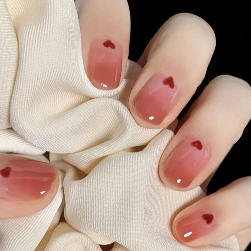24Pcs Ballerina False Nails with Glue Short Nail Beauty Tools Press on Fake Nails Full Cover Artificial Nails Tips Manicure