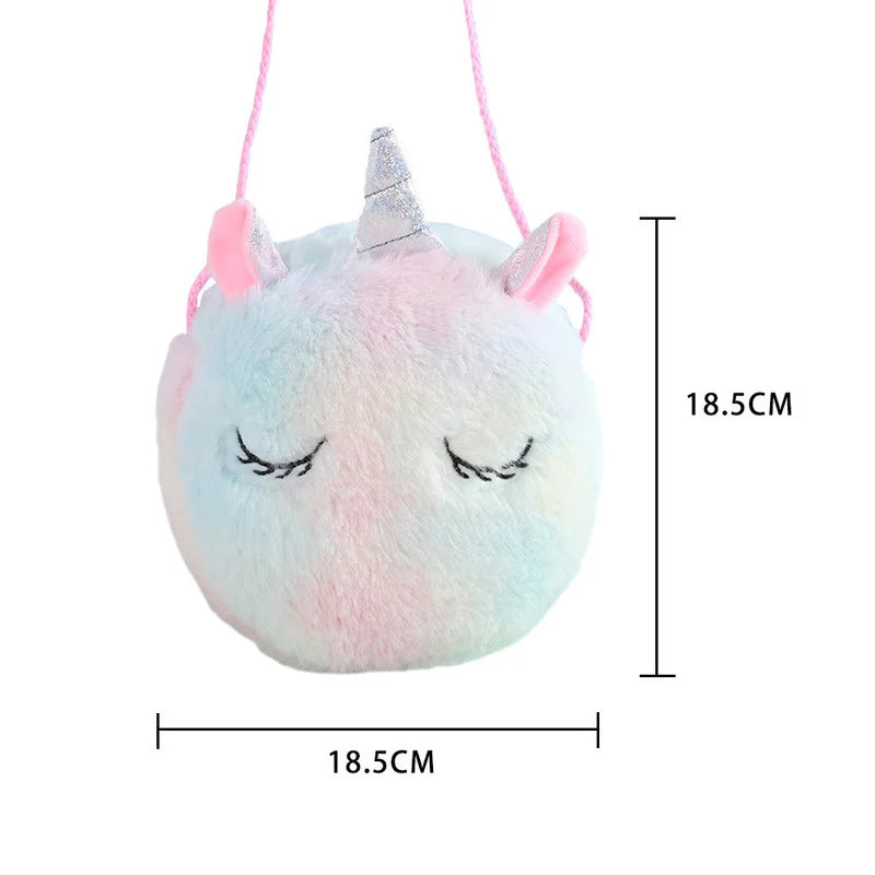 Fashion Children Girls Shoulder Bag Cute Unicorn Animals Messenger Bag Kids Keys Coin Purse Cute Princess Mini Handbag Plush Toy