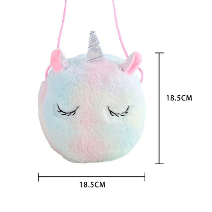 Fashion Children Girls Shoulder Bag Cute Unicorn Animals Messenger Bag Kids Keys Coin Purse Cute Princess Mini Handbag Plush Toy