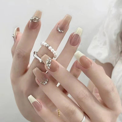 24pcs Wearable Pink Press On Fake Nails Tips With Glue false nails design Butterfly Lovely Girl false nails With Wearing Tools