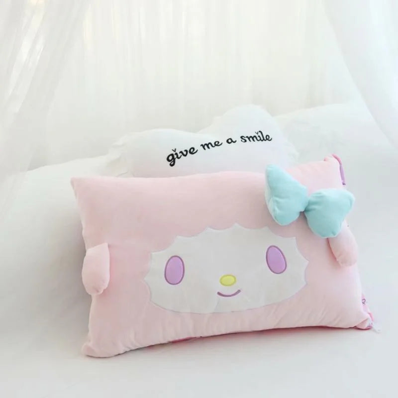 Sanrioed Anime Kawaii My Melody Cinnamoroll Kuromi Kt Cat Pillowcase Cartoon Cute Soft Plushie Detachable Pillow Case 62cmX42cm