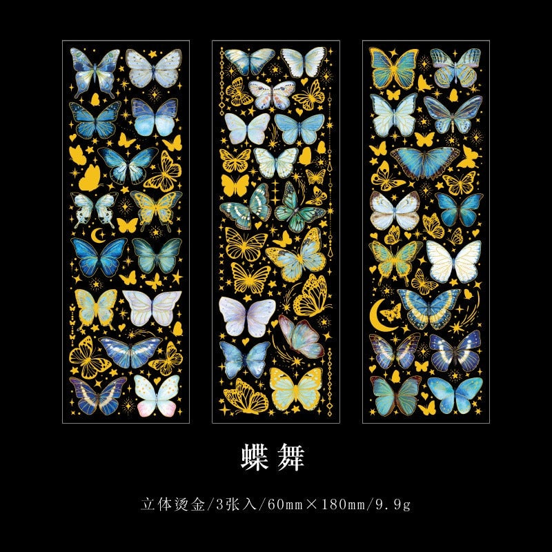 3 Sheets Glitter Butterfly Stickers Waterproof Decorative Decals for Journaling Laptop Scrapbooking Journal Planner