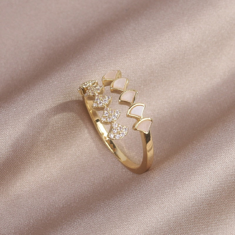 Korea New  Fashion Jewelry Exquisite 14K Gold Plated AAA Zircon Ring Elegant Women's Opening Adjustable Wedding Gift