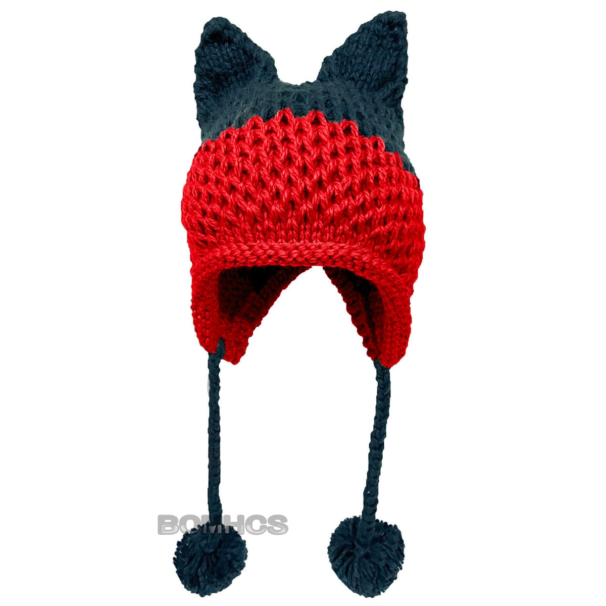 BomHCS Cute Fox Ears Beanie Winter Warm 100% Handmade Knit Hat