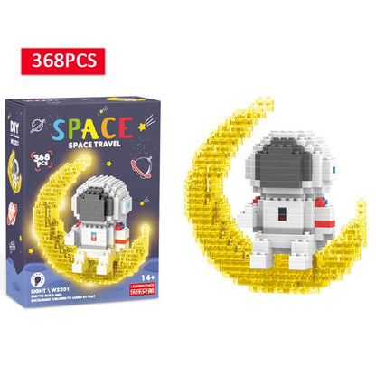 Cartoon LOVE Astronaut Micro Building Blocks Moon Spaceman Earth Figures Diamond Mini Brick Figrues Toys For Kids Birthday Gift