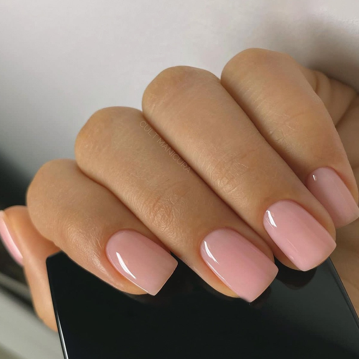 24pcs pink clouds design false nails with glue press on nails medium length acrylic nails coffin full cover nails tips supplies