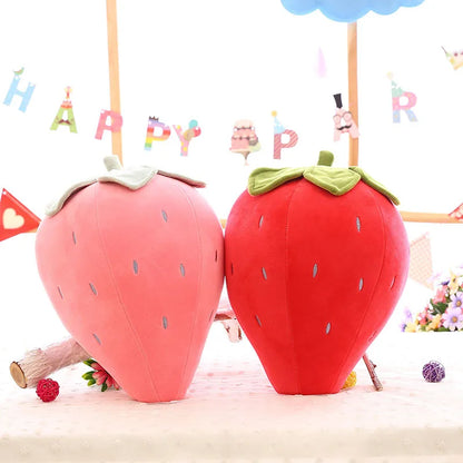 25cm Pink Red Strawberry Plush Cute Cartoon Fruit Stuffed Toy Fruits Sofa Cushion Pillow Fun Sleeping Toy Girl Gift