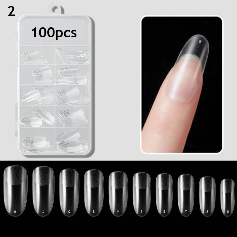 100Pcs Fake Nail Nails Extension Transparent Acrylic Nail Seamless Full/Half Cover Beauty Nail Decor French Nail Manicure Tools