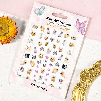 1Sheet Korean White Cloud Blue Nail Art Sticker 3D Star Moon Decal Pure Twilight Self-adhesive Manicure Slider Accessories RE#53