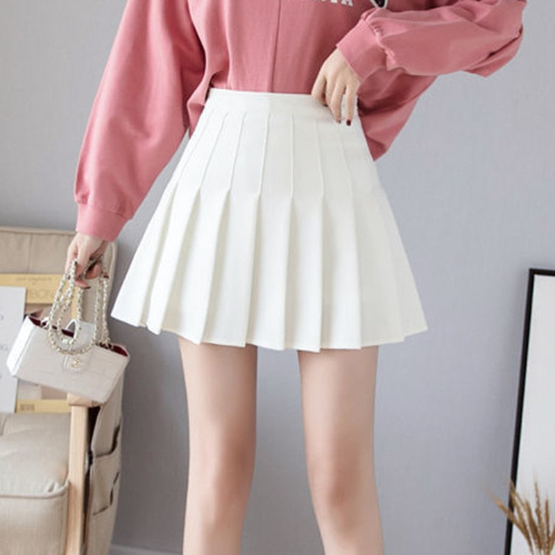 Spring Summer Korean Skirt Shorts Women High Waist Mini Skirt School Short Pleated Kawaii Japanese Pink Skirt Female
