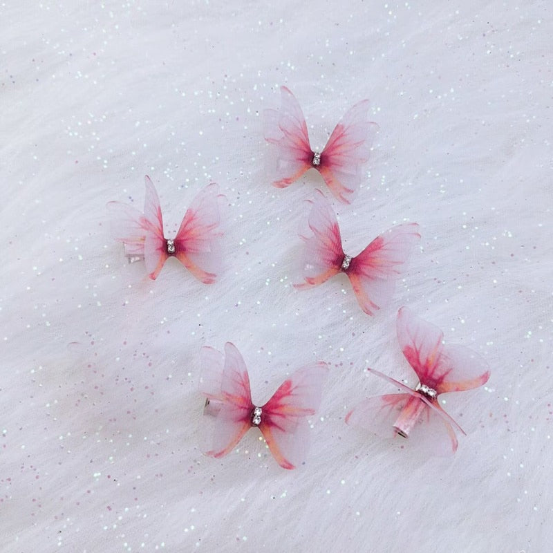 5PCS New Cute Princess Mesh Double-layer Butterfly Lovely Girls Hairpins Children Headwear Hairgrip Hair Clips Hair Accessories