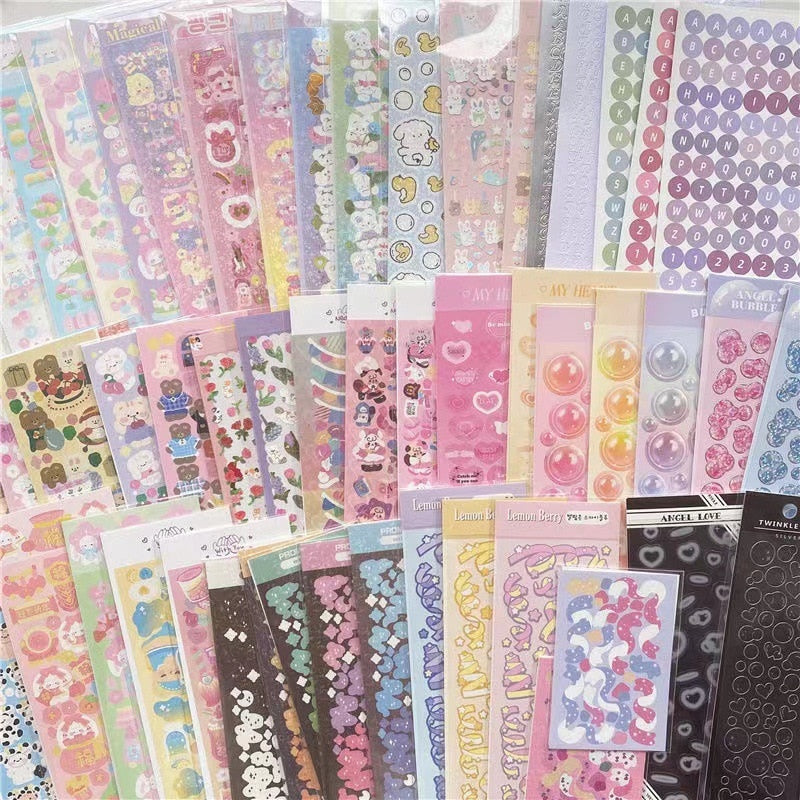 10pcs/20pcs/30pcs Random Sticker Pack Laser Decorative Kawaii Album Stickers Korean Stationery DIY Material