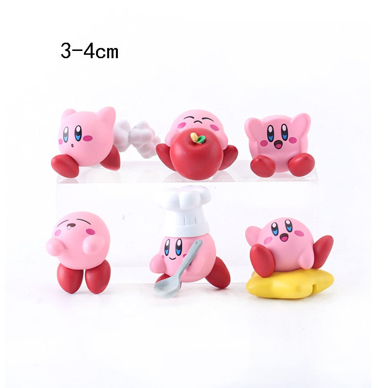 4-8pcs Anime Games Kirby Action Figures Toys Pink Cartoon Kawaii Kirby PVC Cute Figure Action Toy Christmas Gift for Children