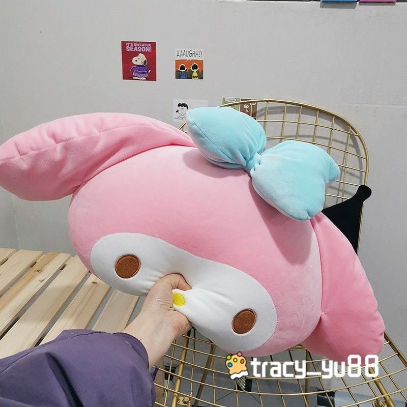 Cute Sanrio Kuromi My Melody Car Seat Pillow Plushie Pink Car Headrest Neck Pillow And Seat Belt Cartoon Stuffed Animal Plush Head Cushion Neck Support