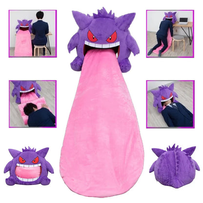 Pokemon Gengar Big Tongue Plushies Anime Peripheral Big Size Gengar Sleep Pillow Dual Purpose Nap Blanket Stuffed Plush Toy Doll