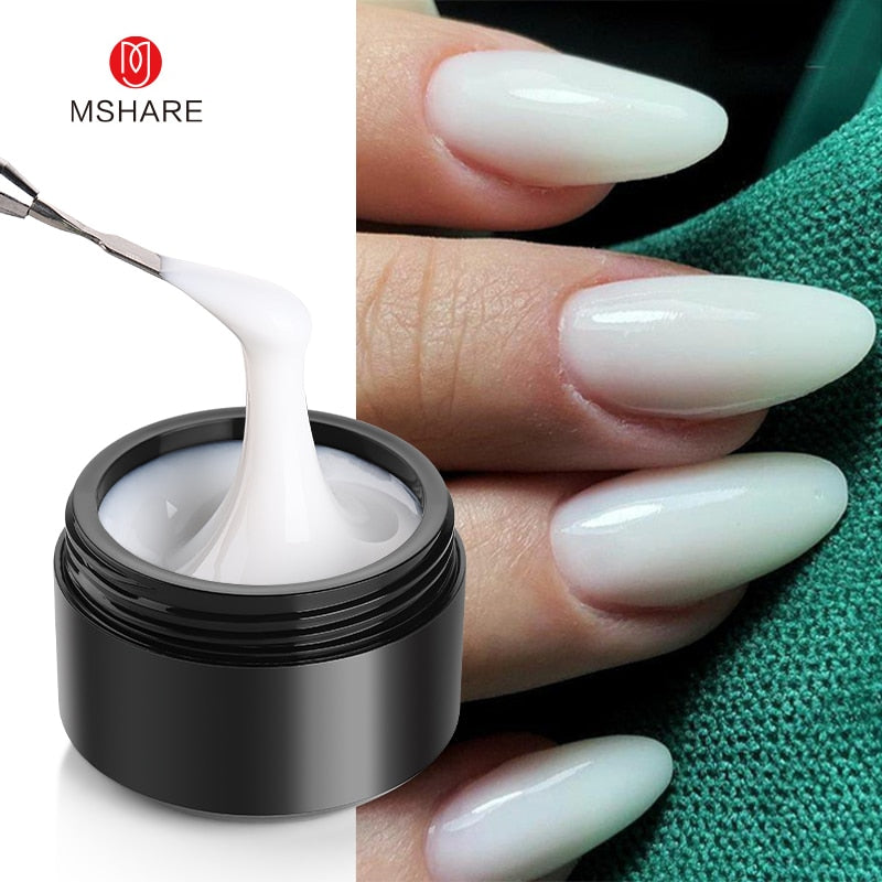 MSHARE Milky White Builder Nail Extension Gel in A Bottle 10ml Self leveling Nails Quick Building Clear Pink UV Led Gel