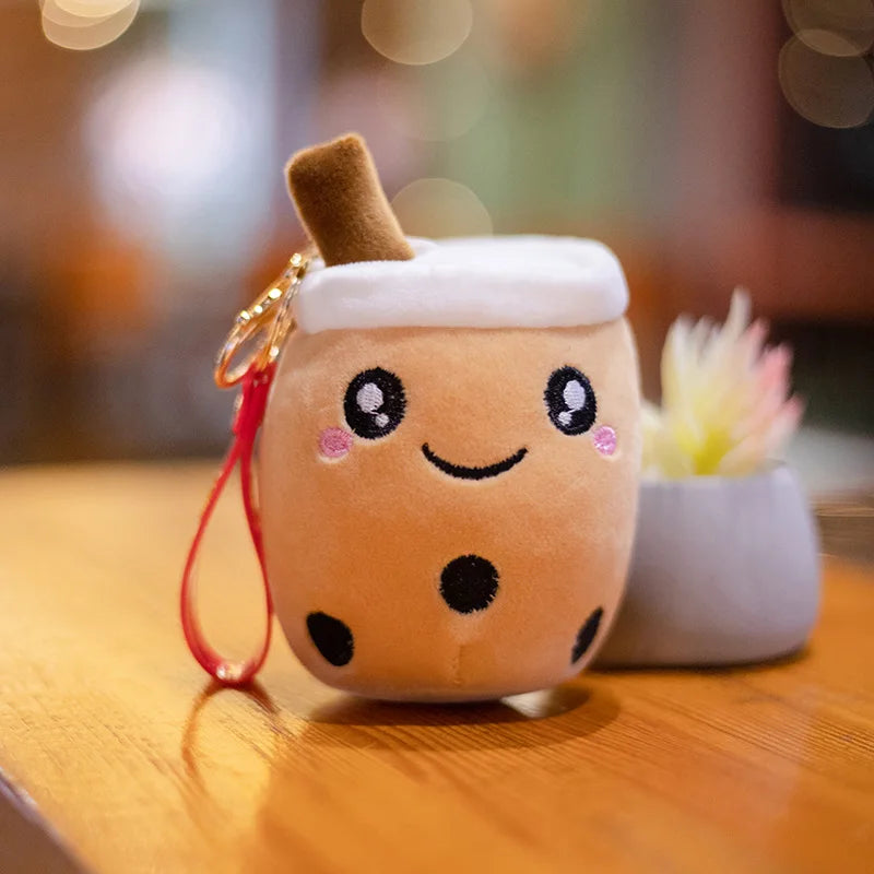 Boba Tea Plush Toy 10cm Cute Kawaii Bubble Tea Stuffed Animal Plushies Keychain Soft Dolls Bag Backpack Charm Decor Girl Kids Birthday Gift