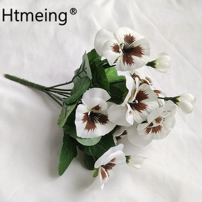 Artificial Pansy Flowers artificial flowers 10 Inch Silk Fake Butterfly Orchid Flower Home office Wedding Decoration