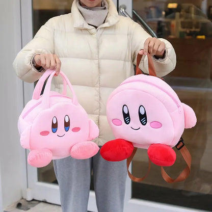 Cartoon Kirby Plush Toys Girls Sweet Pink Kirby Backpack  Women Messenger Bag Coin Purse Mobile Phone Bag Kids Birthday Gifts