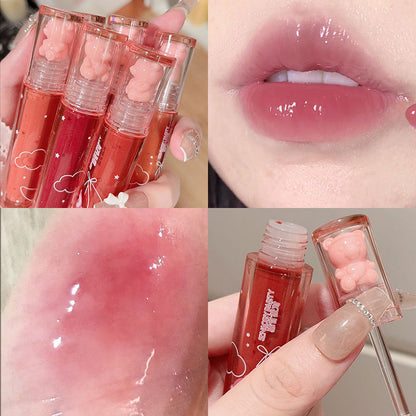 Little Bear Crystal Frozen Strawberry Glossy Lip Glaze Mirror Whitening Nude Doodle Lip Korean Makeup y2k Cosmetics Lipsticks