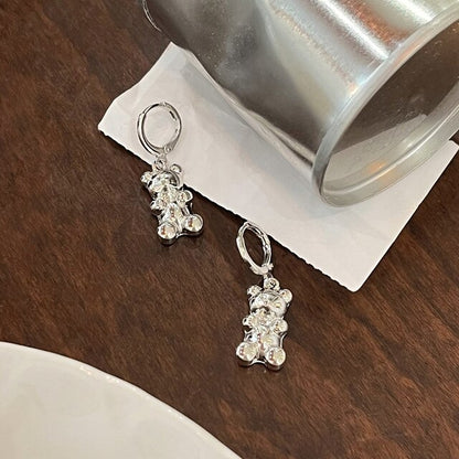 Cute Acrylic Candy Gummy Bear Dangle Earrings for Women Rainbow Bear CZ Hoop Earrings Korean Fashion Sweet Girl Jewelry