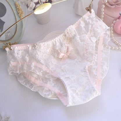 Cotton Ruffle Cute Lovely Sweety Girl Panties Bow Japanese Princess Style High Elasticity Breathable Women Underwear Breifs