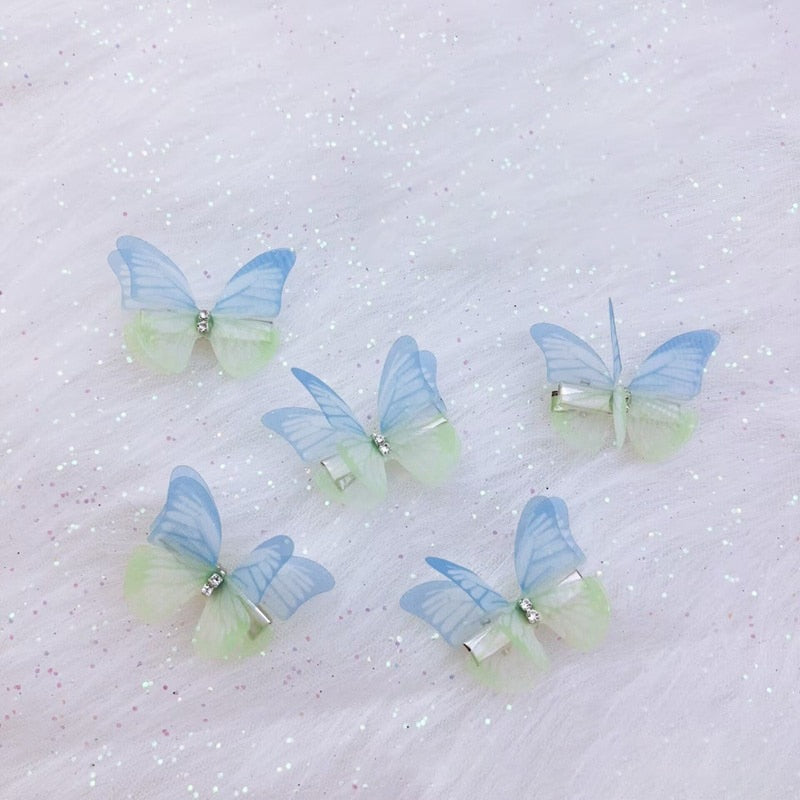5PCS New Cute Princess Mesh Double-layer Butterfly Lovely Girls Hairpins Children Headwear Hairgrip Hair Clips Hair Accessories