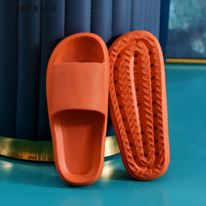 Women Slippers Beach Slides Cartoon Bear Flip Flops Men's Thick Sole Indoor Bathroom Anti-Slip Shoes Summer Couple Sandals