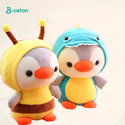 Kawaii Plush Toy Penguin Turn To Dinosaur Frog Unicorn Bee Stuffed Doll Cartoon Animal Birthday Christmas Gift for Kids Children