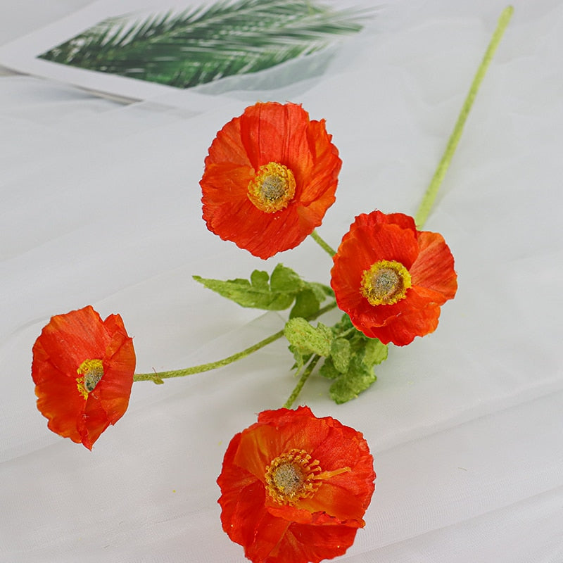 Artificial Flowers Poppy Silk Flowers Long Stem Housewarming  Garden Table Wedding DIY Party Wedding Bridal Bouquet Decoration