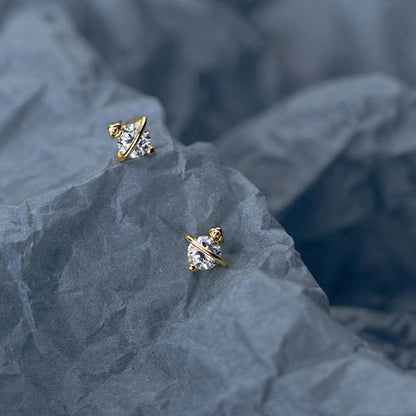 Fashion Astronaut Star Moon Stud Earrings Women Silver Color Zircon Asymmetric Lovely Mini Ear Pierced Studs Party Jewelry Gifts
