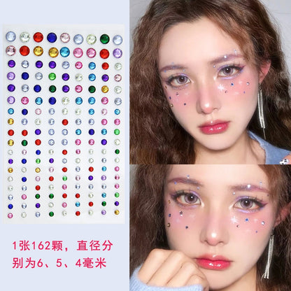 Disposable Tattoo Stickers 3D Face Jewelry Crystal Diamond DIY Eyes Face Body Rhinestones Waterproof Makeup Art Party Decoration