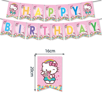 Hello Kitty Theme Baby Shower Girls Party Supplies Paper Cup Plate Tablecloth Kids Birthday Party Banner Wedding Decor Balloons