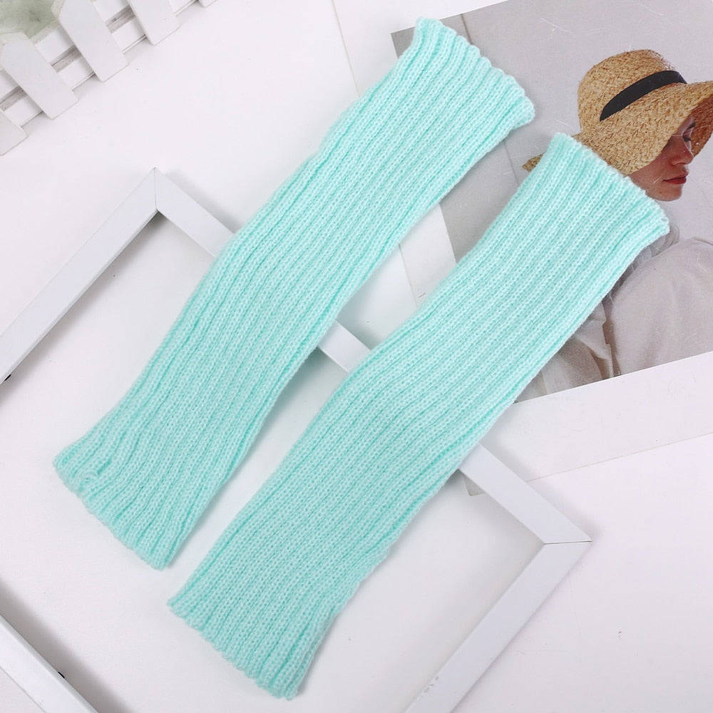 Long Fingerless Gloves Women Mitten Winter Arm Warmer Knitted Arm Sleeve Fashion Casual Soft Girls Clothes Punk Gothic Gloves