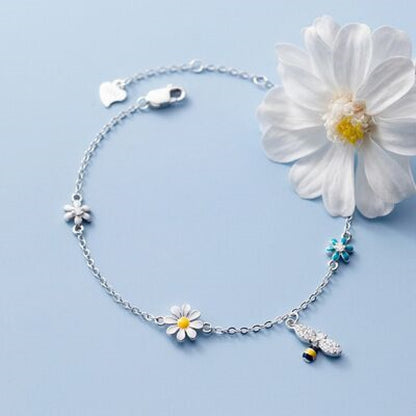 VENTFILLE 925 Sterling Silver Diamond-Studded Butterfly Bracelet Women's Fashion Temperament Flower Adjustable Bracelet