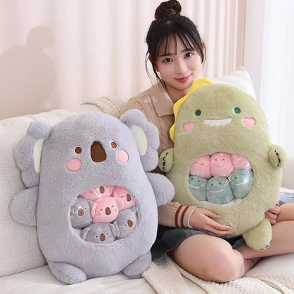 New Plush Pudding Bag Candy Bag Mini Balls Rabbit Koala Pink Bear Dinosaur Dolls Animals Plush Pillow Birthday Gift for Kids