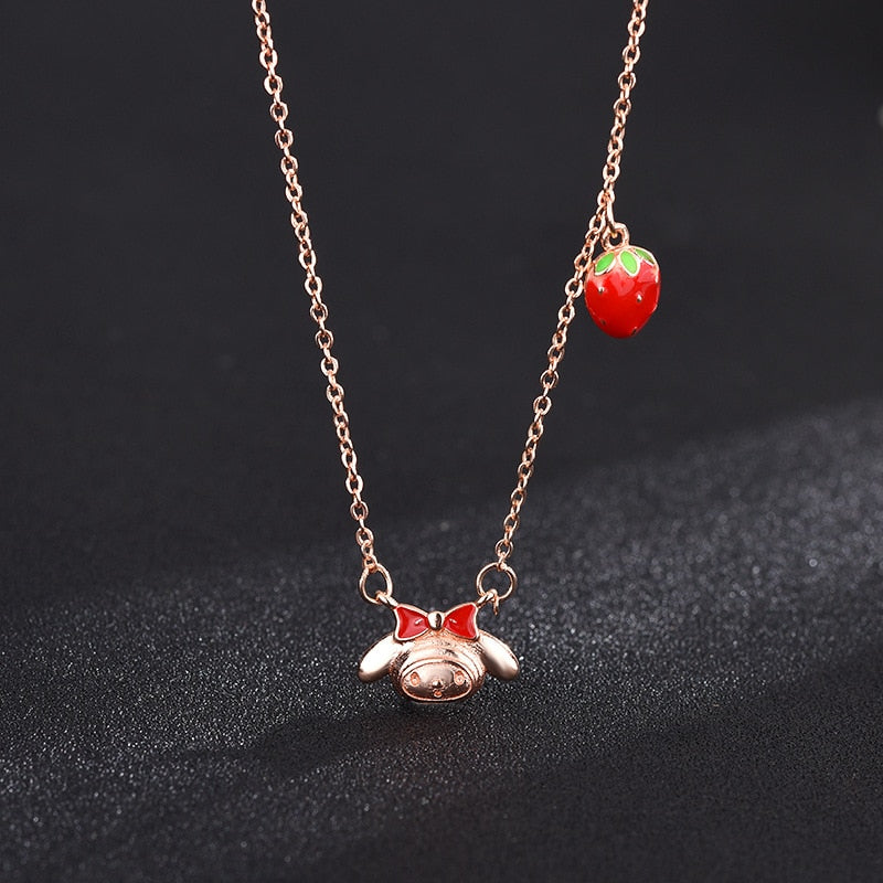 New Hello Kitty Pearl Necklace Cartoon Sanrio Anime KT Cat Luxury Y2k Sweet Clavicle Pendant Christmas Gift Girls Without Box