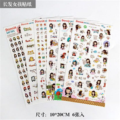 6pcs/lot  Waterproof Cartoon Cute Transparent Diy Decoration Stickers Korea Hand Account Stickers Kawaii Plastic Cup Stickers