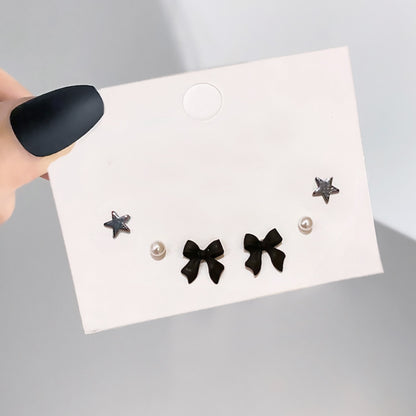 FNIO Korean Fashion Metal Love Heart Circle Drop Small Earrings for Women Trend Pendant Piercing Earrings Set Jewelry
