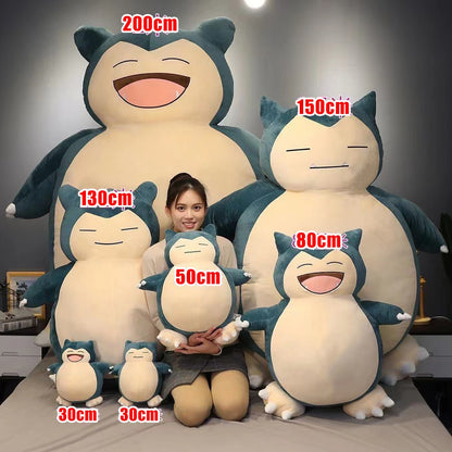 GIANT Snorlax Plush 200cm Large Life Size Pokemon Anime Stuffed Animal Toys Giant Big Plushie Kawaii Semi-finished Video Game Pillow Gift for Children