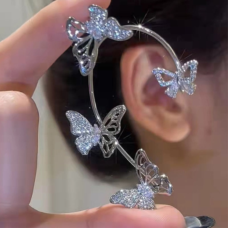 1 Pc Chic Elf Ear Cuff Maple Leaf Hollowed Zircon Leaf Cosplay Fairy Earring Clips for Women Girls Wedding Ear Cuff Jewelry