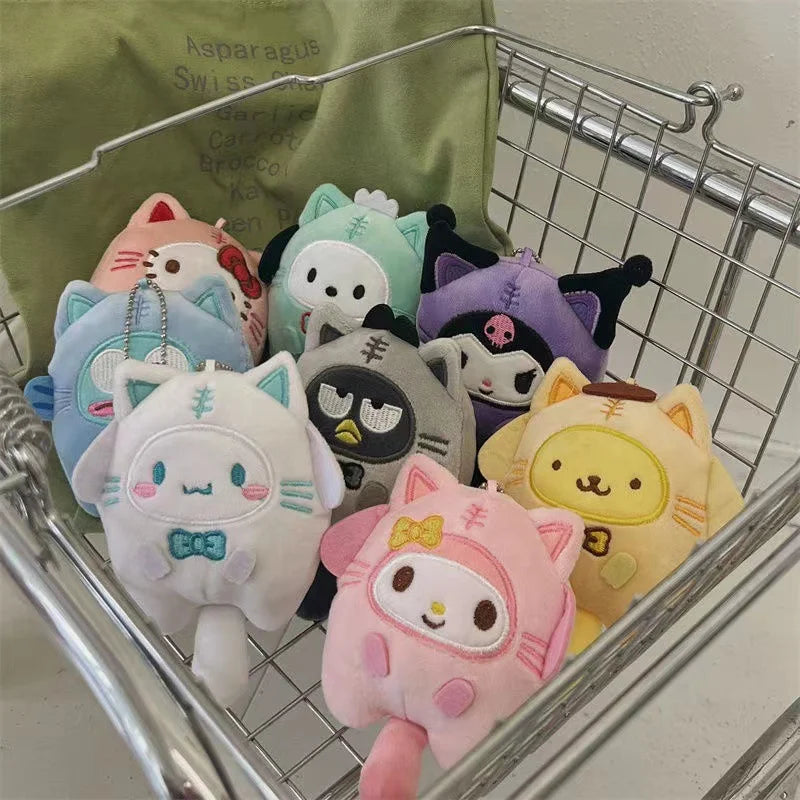 Kawaii Sanrio Cartoon Plush Pendant Cute Cinnamon Dog Kuromi Melody Anime Doll Key Chain Backpack Decoration Doll Holiday Gift